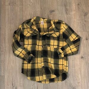 No Boundaries Yellow and Black Checkered Shirt